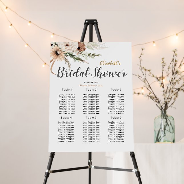Boho Bridal Shower Seating Chart Foam Board (In Situ (Stand))