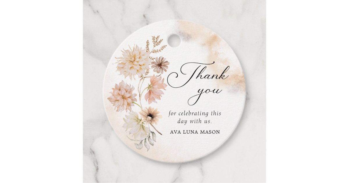 Boho Bridal Shower Thank You Favor Tag | Zazzle