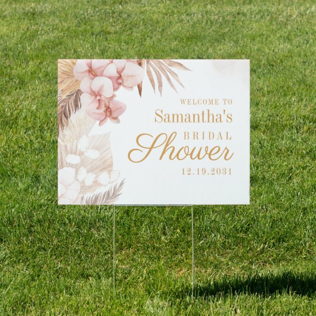 Boho Bridal Shower Watercolor Pampas Grass Welcome Sign (Insitu)