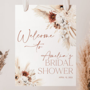 Boho Bridal Shower Welcome Sign Template, Boho Flo