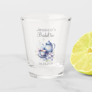 Boho Bridal Tea Blue Floral Vintage Bridal Shower Shot Glass