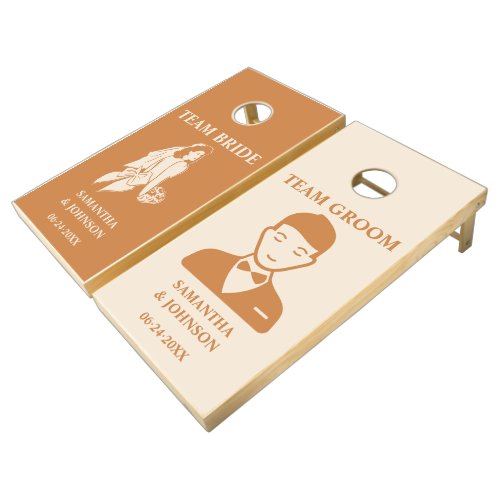 Boho Bride & Groom Wedding Cornhole Set