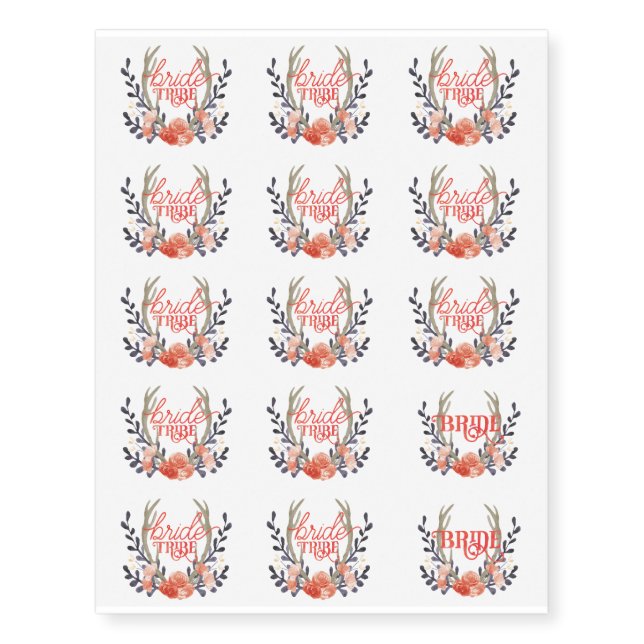 Boho Bride Tribe Temporary Tattoos (Front)