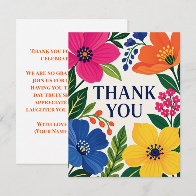 Boho Bright Botanicial Thank You Card (Front/Back)