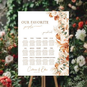 Boho Bright Elegant Modern Wedding Seating Chart Foam Board