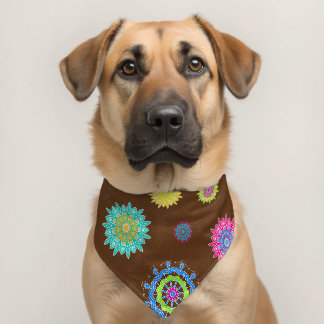 Boho Bright Mandala Pattern Pet Bandana Collar