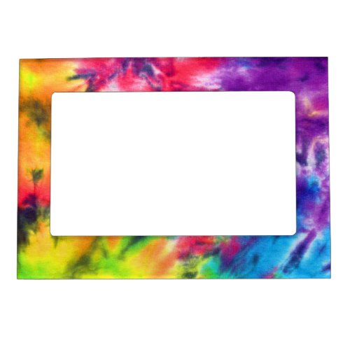 Boho Bright Rainbow Fun Abstract Batik Tie Dye Art Magnetic Frame