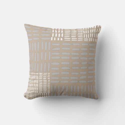 Boho Broken Lines Beige Throw Pillow