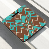 Boho Brown and Turquoise Geometric Shapes Pattern  Seat Cushion (In Situ)
