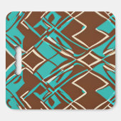 Boho Brown and Turquoise Geometric Shapes Pattern  Seat Cushion (Front Horizontal)