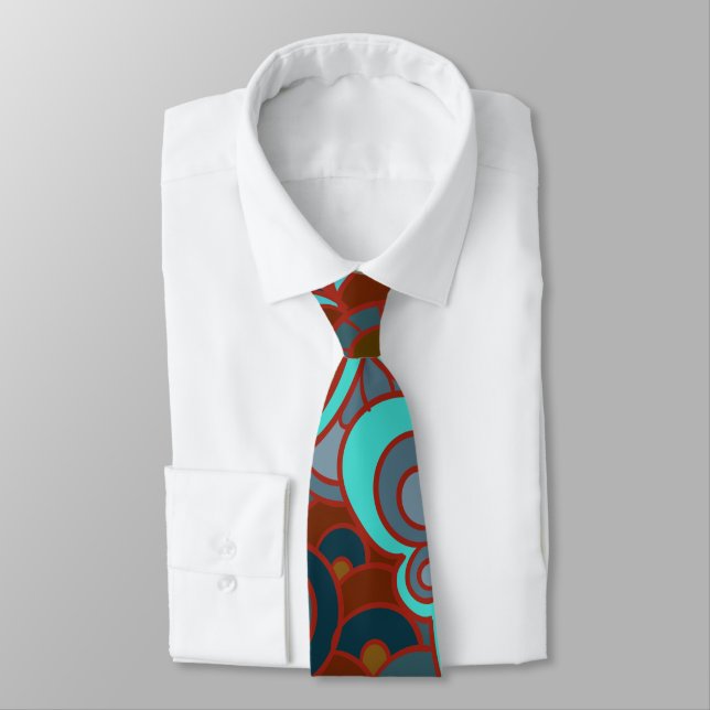 Boho, Brown and Turquoise Neck Tie (Tied)