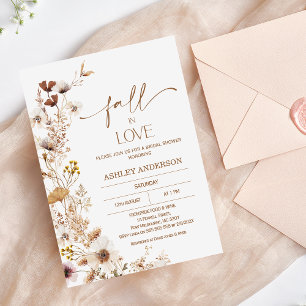 Boho Brown Beige Fall Floral Bridal Shower Invitation