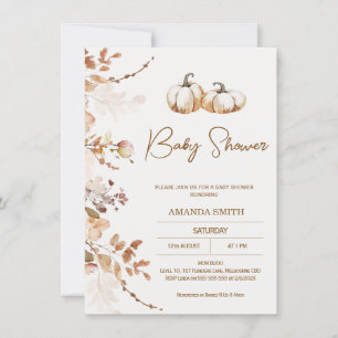 Boho Brown Beige Pumpkin Baby Shower Invitation