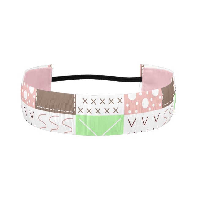 Boho Brown, Burgundy, Green and Mauve Whimsical  Athletic Headband (Front)