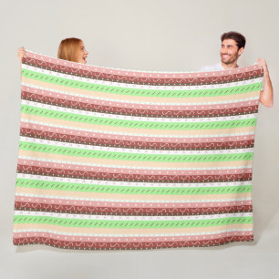 Boho Brown, Burgundy, Green and Mauve Whimsical Fleece Blanket