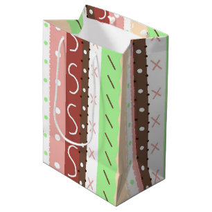 Boho Brown, Burgundy, Green and Mauve Whimsical Medium Gift Bag