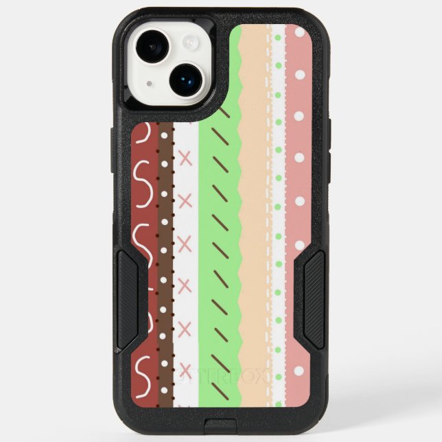 Boho Brown, Burgundy, Green and Mauve Whimsical  Otterbox iPhone Case (Back)