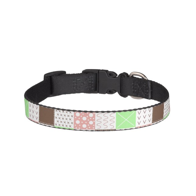 Boho Brown, Burgundy, Green and Mauve Whimsical    Pet Collar (Front)