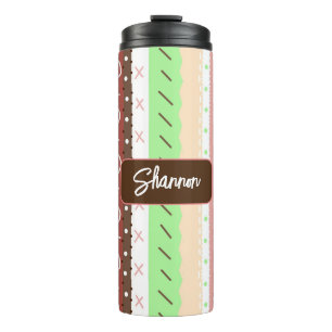 Boho Brown, Burgundy, Green and Mauve Whimsical Thermal Tumbler