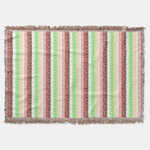 Boho Brown, Burgundy, Green and Mauve Whimsical Throw Blanket