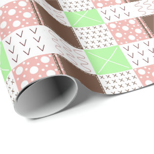 Boho Brown, Burgundy, Green and Mauve Whimsical   Wrapping Paper
