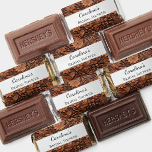 Boho Brown Faux Leather Floral Wedding Hershey's Miniatures