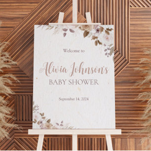 Boho Brown Floral Baby Shower Foam Board