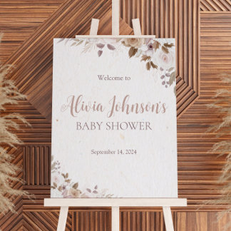 Boho Brown Floral Baby Shower Foam Board