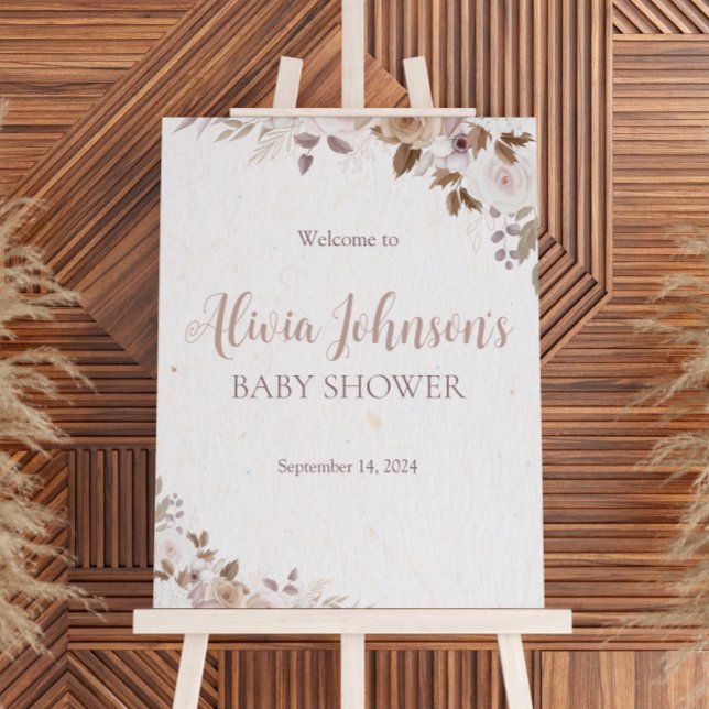 Boho Brown Floral Baby Shower Foam Board (Creator Uploaded)