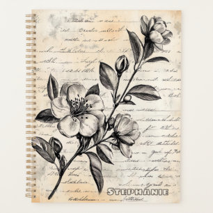 Boho Brown Floral Sketch Vintage Parchment Planner