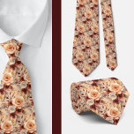 Boho Brown Gold Floral Watercolor Flowers Wedding Neck Tie<br><div class="desc">A boho floral brown orange cream ivory fall autumn colors and gold watercolor necktie blends earthy tones with elegant metallic accents to create a sophisticated yet free-spirited look. The design features a watercolor-inspired pattern, with soft, flowing florals in warm shades of brown, ochre, and beige. These flowers are intertwined with...</div>