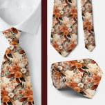 Boho Brown Gold Floral Watercolor Flowers Wedding  Neck Tie<br><div class="desc">A boho floral brown and gold watercolor necktie blends earthy tones with elegant metallic accents to create a sophisticated yet free-spirited look. The design features a watercolor-inspired pattern, with soft, flowing florals in warm shades of brown, ochre, and beige. These flowers are intertwined with delicate green leaves, creating a soft,...</div>