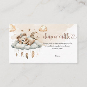 Boho brown ivory teddy bear cloud 9 diaper raffle enclosure card