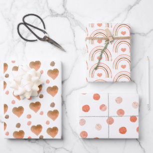 Boho Pink Hearts Wrapping Paper