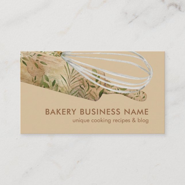 Boho Brown Modern Pastry Chef Catering Cake Maker Business Card (Front)