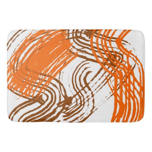 Boho Brown Orange Abstract Design   Bath Mat