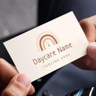 Boho Brown Rainbow Moon Stars Childcare Daycare Bu Business Card