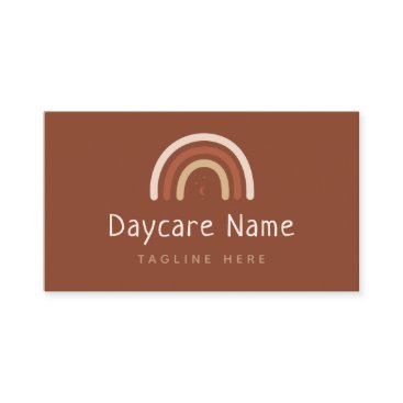 Boho Brown Rainbow Moon Stars Childcare Daycare Business Card Boho Brown Rainbow Moon Stars Childcare Daycare Business Card