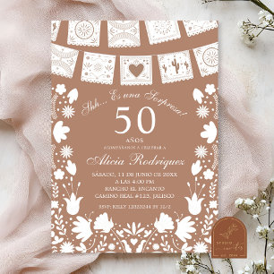 Boho Brown Talavera Mexican Surprise Birthday Invitation