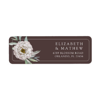 Boho Brown & White Floral Wedding Label
