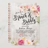 Boho Brunch and bubbly Bridal Shower Invitation (Front/Back)
