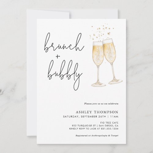 Boho Brunch  Bubbly Bridal Shower Invitation