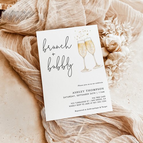 Boho Brunch  Bubbly Bridal Shower Invitation