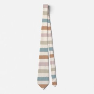 Boho Brush Stripes Seamless Earth Tone Neck Tie