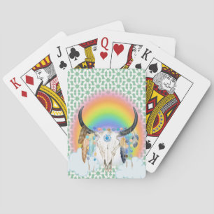 Boho Buffalo Rainbow Playing Cards