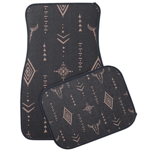 Boho bull skull ethnic seamless car floor mat