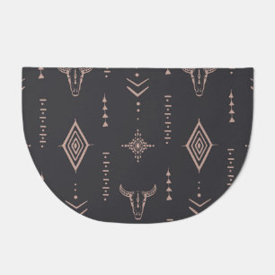 Boho bull skull, ethnic seamless. doormat