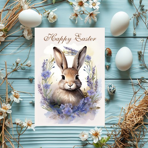 Boho Bunny Bliss Happy Easter Wishes Holiday Card