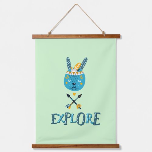 Boho Bunny Face Explore  Hanging Tapestry
