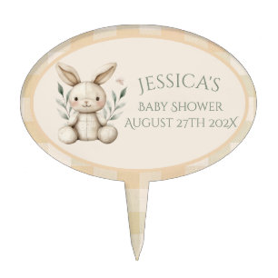 ~Boho Bunny Neutral Baby Shower  Cake Topper